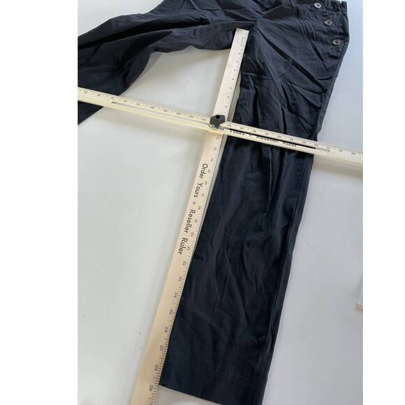 Club‎ Monaco Pants Women 0 Black Button Detail Notch Waist Ankle - Picture 6 of 7